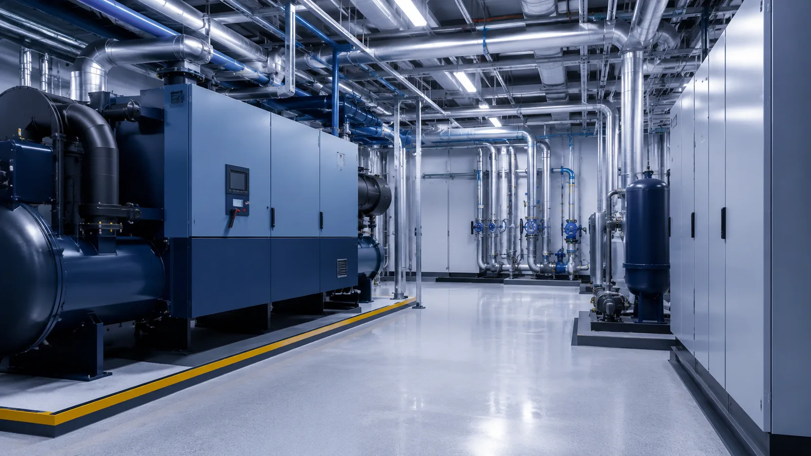 Clean, well-maintained mechanical plant room